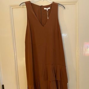NWT Tibi silk brown sleeveless maxi size 6